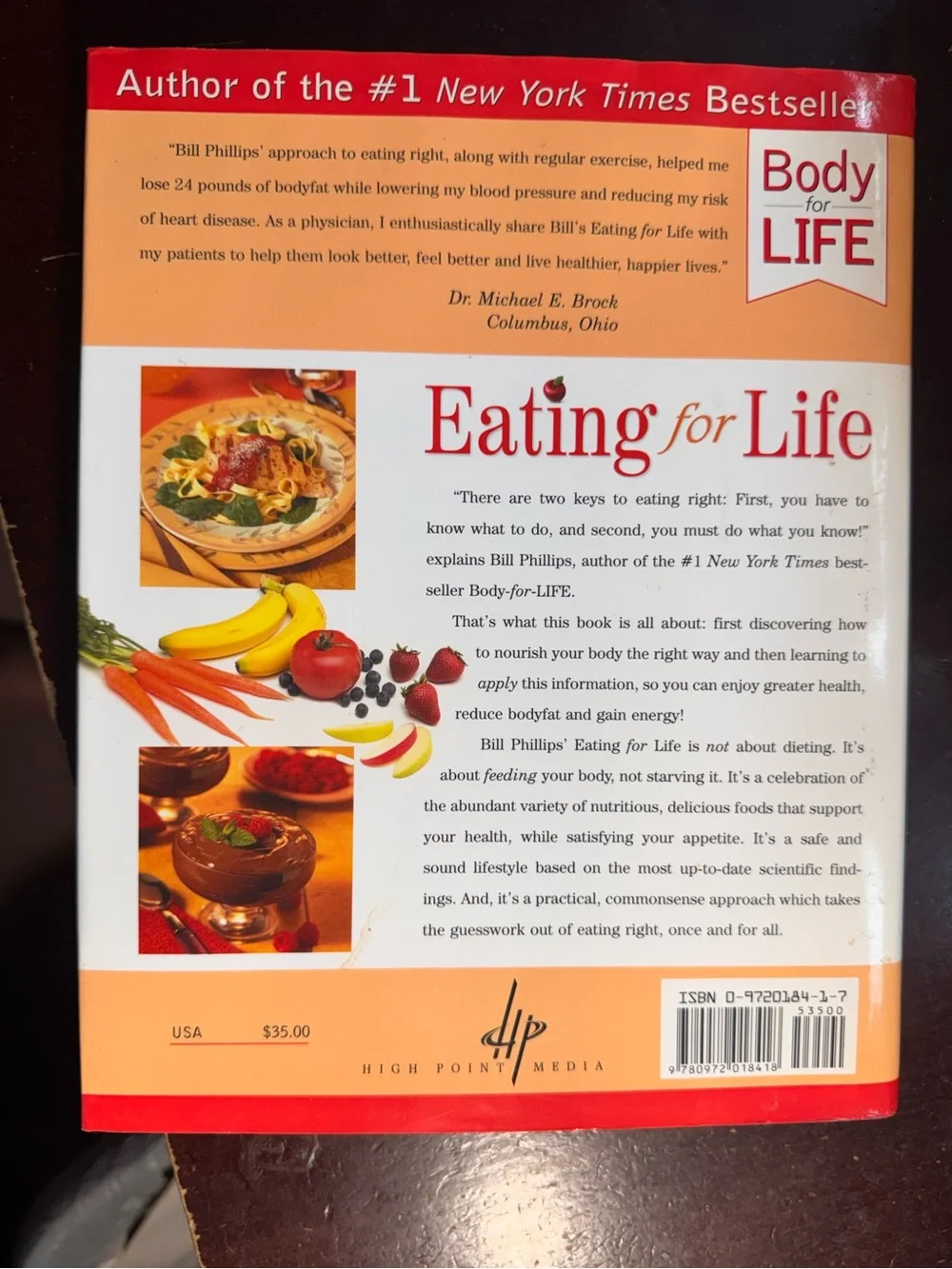 Eating for Life (Body-for-LIFE) by Bill Phillips, Hardcover 2003, cookbook